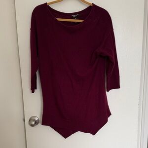 Burgundy Asymmetrical Hem Sweater